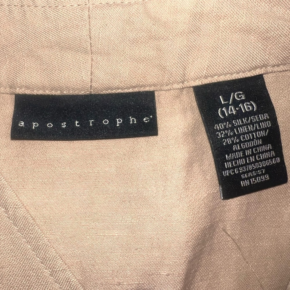 EUC Apostrophe Silk Linen Cotton Tan Hooded Utility Jacket Large Lightweight - Picture 7 of 10